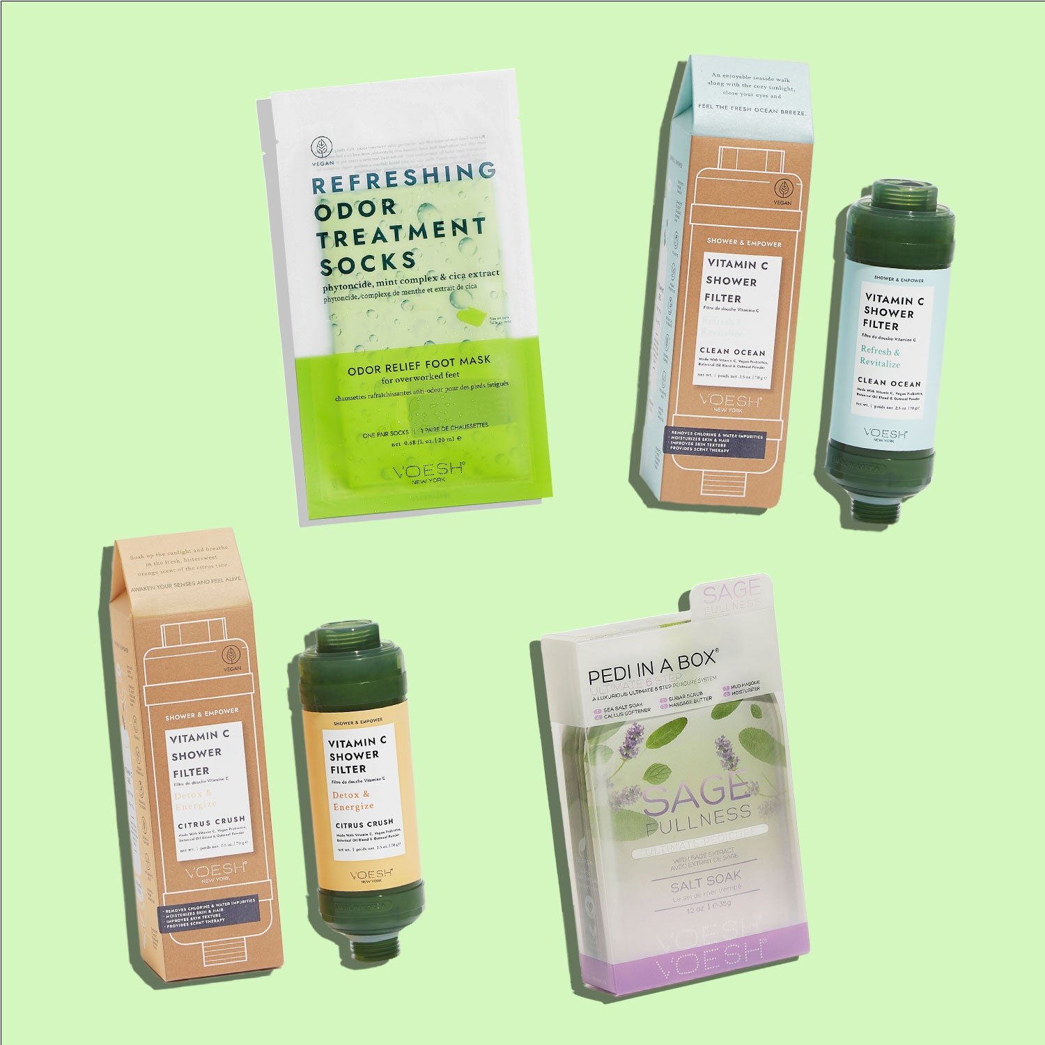 An assortment of VOESH products from June Press Placements